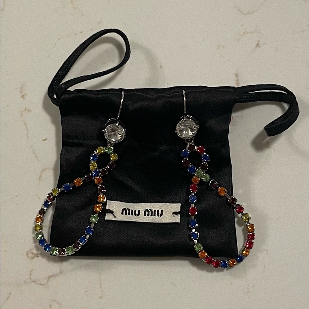 Miu Miu Authentic Multicolor Crystal Earrings with Inner Bag